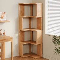 Giá đỡ gỗ rắn màu đỏ ròng góc hạ cánh tủ sách góc tường gia đình góc nhiều tầng phòng khách