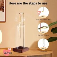 Giá đỡ hương BDRBA cho que, Gỗ có đầu đốt hương thủy tinh có thể tháo rời, Thiền bắt tro đơn giản di động