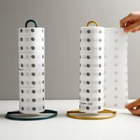 Giá Đỡ Khăn Giấy Bắc Âu Kệ Vàng Bàn Ăn Sắt Nhà Bếp Bọc Nhựa Bảo Quản Cuộn Đứng Để Bàn Tấm Hấp Thụ Dầu Kệ-Thức Đựng /