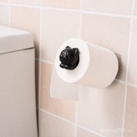 Giá đỡ khăn giấy dạng ống lồng cho mèo sáng tạo, không cần khoan, giá lưu trữ khăn giấy dễ thương, giá đỡ giấy vệ sinh dạng ống lồng hoạt hình dễ thương