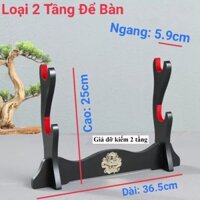 Giá Đỡ Kiếm Cao Cấp Loại Để Bàn 2 Tầng Trang Trí Hình Rồng Nổi Bật Và Có Miếng Lót Chống Trầy Kiếm