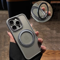 Giá đỡ kim loại xoay 360 Thích hợp cho vỏ IPhone 16 15 14 13 12 11 Pro Max Vỏ cứng từ tính màu xám titan.