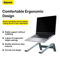 Giá Đỡ Laptop Baseus UltraStable Series Desktop Laptop Stand (4-Gear Adjustable) - chất liệu Nhôm Aluminum