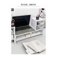 Giá đỡ Laptop, iPad bằng gỗ có thêm ngăn đựng cao cấp 2 trong 1chống gù lưng cho học sinh nhân viên văn phòng tran