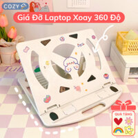 Giá Đỡ Laptop, Kệ Để Laptop Tản Nhiệt Tiện Lợi Có Đế Xoay 360 Độ, Tăng Giảm Chiều Cao Có Thể Gấp Gọn Kèm Đỡ Điện Thoại