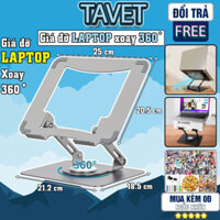 Giá Đỡ Laptop Xoay 360 Độ Kệ Đỡ Tản Nhiệt Stand Hợp Kim Nhôm Kệ Nâng Laptop Gaming 15.6 Inch Công Thái Học Tavet
