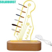 Giá đỡ màn hình chọn đàn Guitar SOLARBURST có đèn, Đế gỗ sáng lên Giá đỡ đàn Guitar, Đèn ngủ hình Headstock Thiết kế đơn giản Giá để đồ đàn Guitar Người yêu âm nhạc