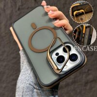 Giá đỡ máy ảnh vô hình Chống trượt cạnh mềm Vỏ từ tính màu đen mờ cho iPhone 11 12 13 14 15 16 PRO MAX Vỏ 14 / 15 / 16 PLUS Ốp điện thoại kèm theo hoàn toàn