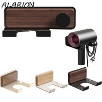 Giá đỡ máy sấy tóc bằng gỗ ALARION, Kệ phòng tắm treo tường chống thấm nước, Móc tròn chống rỉ thực tế Không khoan Máy sấy tóc Giá đỡ Barbershop