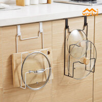 Giá đỡ nắp nồi WARKUL Loại cửa sau không đục lỗ Loại khung thép không gỉ chống ẩm Kệ treo tường Tiết kiệm không gian Thớt treo tường Giá đỡ chảo Đồ dùng nhà bếp