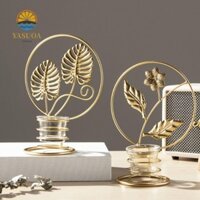 Giá đỡ nến hình lá LARGLO, Giá đỡ nến châu Âu thủ công bền bỉ, Bàn trang trí chân nến bằng kim loại nghệ thuật sắt hiện đại