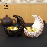 Giá đỡ nến mặt trăng lưỡi liềm SKJK, Chống ẩm Dễ dàng làm sạch Bếp thơm bằng nhựa, Cốc nến Trung Đông hình mặt trăng lãng mạn chống gỉ Trang trí máy tính để bàn