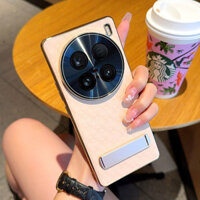Giá Đỡ Nhựa Da Ốp Lưng Điện Thoại Vivo X200 Pro X100s Pro X100 Siêu Sang Trọng Mạ Ốp Lưng Camera Len Bảo Vệ Bìa Cứng