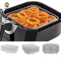 Giá đỡ nồi chiên không khí TIEZI, Giá đựng thức ăn khử nước nướng có thể xếp chồng lên nhau 3 lớp, Khay đựng nồi chiên không khí tiết kiệm không gian bằng thép không gỉ đa chức năng tại nhà