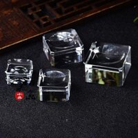 Giá đỡ quả cầu thủy tinh Baihe, giá đỡ trang trí, đế quả cầu thủy tinh trong suốt, đế vuông có rãnh trang trí BV0O