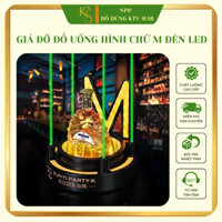 Gía đỡ r.ư.ợ.u hình chữ M có đèn led phát sáng, giá trưng bày sâm panh trang trí quầy bar