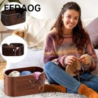 Giá đỡ sợi đan FEDAOG, Bát sợi màu cổ điển bằng gỗ, Kích thước lớn hình bầu dục có lỗ lưu trữ Móc bát đan những người yêu thích