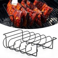 Giá đỡ sườn BBQ Giá đỡ thịt nướng bít tết Giá nướng thịt bò bằng thép Carbon Chống dính