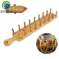 Giá đỡ Taco bằng gỗ AQUAGEM, Giá đỡ đĩa Taco bằng tre thân thiện với môi trường, Tay cầm tự nhiên mất 8 vỏ mềm hoặc cứng Taco Tongs Bộ máy phục vụ khai vị Thực phẩm
