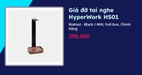 Giá đỡ tai nghe HyperWork HS01 (Walnut - Black - Mới, Full box, Chính hãng)