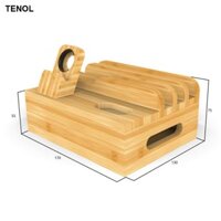 Giá đỡ trạm sạc tre, Đế cắm gỗ cho nhiều thiết bị, điện thoại,, Laptop, Chân đế cho đồng hồ