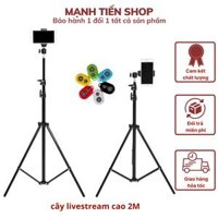 Giá đỡ tripod cao cấp 3 chân kéo cao 2m gắn đèn led, hỗ trợ livestream, chụp hình, quay video, kèm dây đeo điện thoại TiMa.lala - Chân đế Full bộ