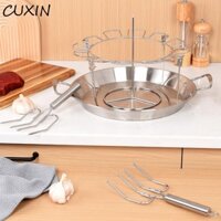 Giá đỡ trống gà CUXIN, Giá nướng chân gà bằng thép không gỉ đa năng, Hộ gia đình có khay nhỏ giọt Giá đỡ cánh gà chịu nhiệt có thể gập lại ngoài trời