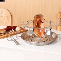 Giá đỡ trống gà KOPIDA, bằng thép không gỉ có khay nhỏ giọt Giá nướng chân gà, Giá đỡ cánh gà chịu nhiệt đa năng có thể gập lại cho gia đình Cắm trại