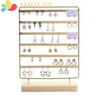 Giá đỡ trưng bày trang sức MIQUEL, Giá đỡ bông tai kim loại 6 tầng đa chức năng, Dụng cụ sắp xếp bông tai dung tích lớn với đế gỗ DIY Giá đựng bông tai