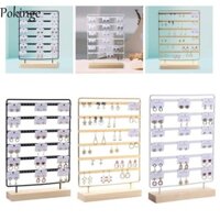 Giá đỡ trưng bày trang sức POKINGE, Giá đỡ bông tai kim loại 6 tầng đa chức năng, Dụng cụ sắp xếp bông tai Công suất lớn DIY với đế gỗ Giá để đồ bông tai