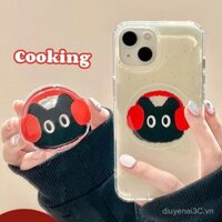 Giá đỡ từ tính cho tai nghe mèo tương thích với iPhone 16 Pro Max, ốp điện thoại từ tính 15/chống rơi 13/chống sốc 14 Plus/lỗ lớn 12 Pro/ốp mềm độc đáo 11 cô gái dễ thương X 2B1F