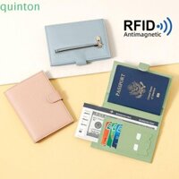 Giá đỡ vé hộ chiếu QUINTON, Vỏ hộ chiếu bằng da PU có khóa kéo chống từ RFID, Máy bay du lịch cầm tay Thẻ ID tín dụng Thẻ đôi Ví nam và nữ
