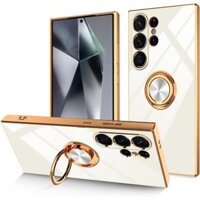 Giá đỡ vòng 360 chống sốc cho Samsung S25 Ultra S24 Plus S23 S22 FE S21 5G Ốp lưng mạ mỏng sang trọng