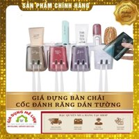 Giá Đựng Bàn Chải Đánh Răng Gắn Tường Kèm 4 Cốc và Nhả Kem Đơn Tự Động Cao Cấp Kệ Nhà Tắm Đa Năng