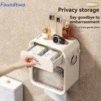 Giá đựng giấy cuộn FOUNDTWO, Hộp đựng khăn giấy phòng tắm chống nước hai lớp, Hộp đựng khăn giấy dung tích lớn Giá đỡ khăn giấy treo tường không đục lỗ Đồ dùng nhà bếp