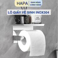 Giá Đựng Giấy Vệ Sinh Lô Giấy Cuộn, Có Khay Để Điện Thoại, Loại Gắn Tường Inox 304 Tròn Cuộn Nhỏ HAPA
