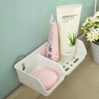 Giá đựng mút rửa chén 2 ngăn Sanada, kèm núm hít được làm bằng Silicon cao cấp có độ mềm dẻo cao nên hít rất chắc chắn - nội địa Nhật Bản  - trắng
