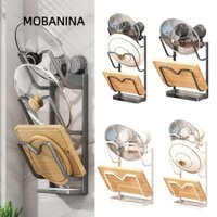 Giá đựng nồi MOBANINA, Giá đựng nắp nồi không đục lỗ nhiều lớp, Kệ treo tường bền bỉ Cốc hút đa chức năng Nắp chảo đựng đồ cho nhà bếp