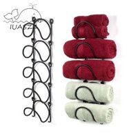 Giá đựng rượu CULI, Giá đỡ chai rượu bằng sắt đen / trắng, Giá treo tường đa năng 5 lớp có giá treo khăn Kệ trưng bày rượu tại nhà