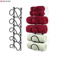 Giá Đựng Rượu NBANLIKE, Giá Đựng Chai Rượu Treo Tường 5 Lớp, Đa Năng Có Giá Treo Khăn Đen / Trắng Sắt Kệ Trưng Bày Rượu Nhà