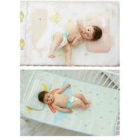 (Giá dùng thử) Chiếu + Gối Lụa Điều Hoà Sợi Tre Muslin Tree Organic Cao Cấp Cho Bé (60x120cm) - Manny