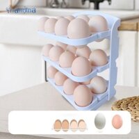 Giá Đựng Trứng Dung Tích Lớn 3 Lớp Gấp Hộp Bảo Quản Cho Tủ Lạnh Bên Cửa, Mặt Bàn, Nhà Bếp,