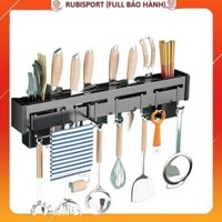Giá gài dao kéo kệ dán tường để đồ nhà bếp có ống đựng đũa và móc treo muôi thìa bằng thép không rỉ