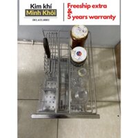 Giá gia vị dao thớt inox 304 đa năng lắp tủ bếp ray đáy inox 304