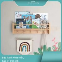 Giá gỗ decor phòng bé, kệ sách gỗ trẻ em kết hợp kệ treo đồ, gỗ thông nhập khẩu loại 1 an toàn, phòng Montessori cho bé