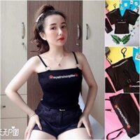 [Giá góc] CT44 Áo Croptop 2 dây thêu hoa hồng có mút ngực thời trang trẻ trung, chất vải thun co giản mặc thoải mái