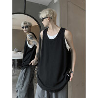 Giả Hai Mảnh Áo Vest Nam Phong Cách Hợp Thời Trang Xù Đẹp Trai Mỹ Thể Dục Top Bên Ngoài Mặc Áo Thun Nam Không Tay Rời 2.8