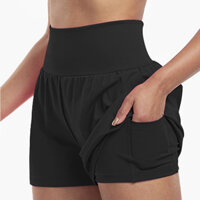Giả Hai Miếng Quần Short Tập Yoga Eo Cao Có Túi Quần Short Tập Gym Đôi Cho Nữ Liền Mạch Thoáng Khí Mỏng Quần Short Thể Thao Nữ Chạy Bộ Thể Thao Nữ 9982