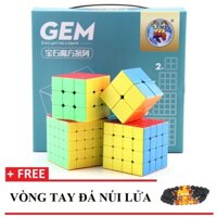 [GIÁ HỢP LÝ] Combo Hộp 4 Rubik GEM 2x2 3x3 4x4 5x5 Xoay trơn mượt, bẻ góc tốt (Xanh) - BUNNY