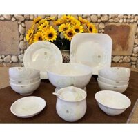 Giá huỷ diệt Combo Bát đĩa Bát Tràng 12 món, bộ bát đĩa gôm sứ decor cực xinh yêu gôm sứ chuẩn Bát Tràng